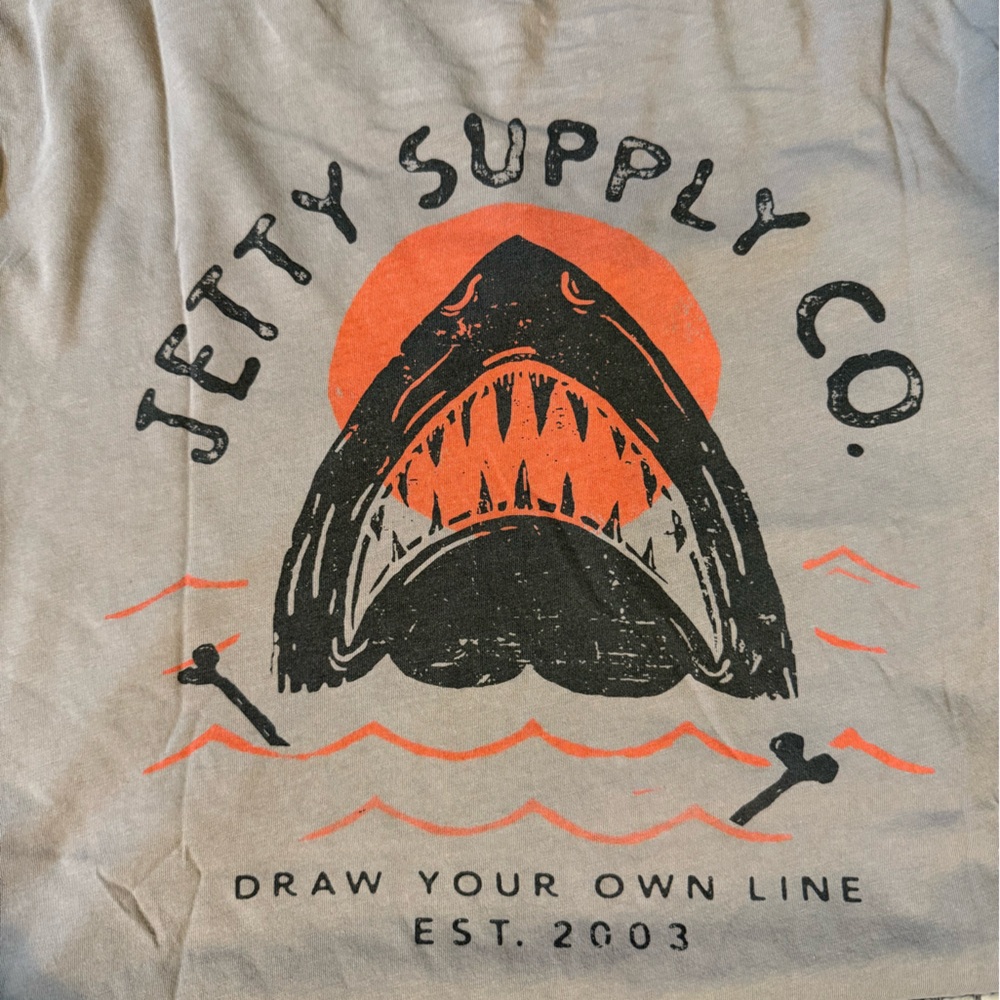 Gray Graphic Tee with Shark Design